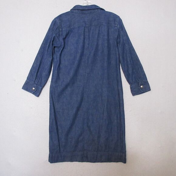 Lauren Ralph Lauren Shirt Dress  4 Blue Chambray Popover‎ Pockets Cotton - Picture 9 of 11